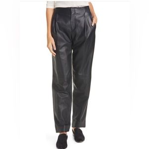 Vince Pleat Front Tapered Leather Trousers pleat brand new with tags
